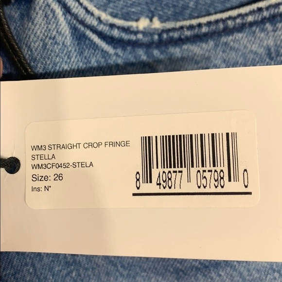 3x1 NYC Straight Crop Fringe Stella Blue Jeans Country Rock 26 New w tags - Picture 6 of 11